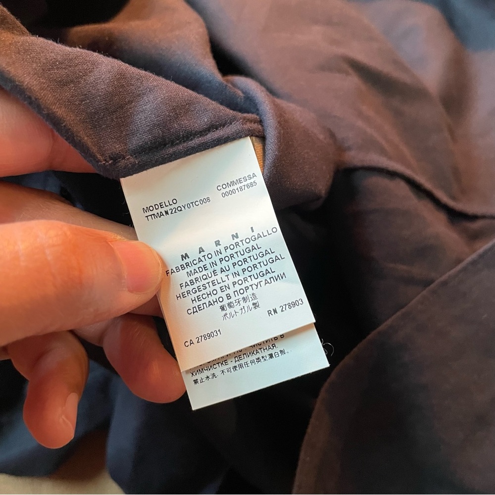 Marni cotton smock top w pockets navy blue summer w black trim collar - Picture 6 of 7